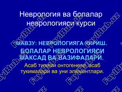 nevrologiya va bolalar nevrologiyasi kursi — PPT