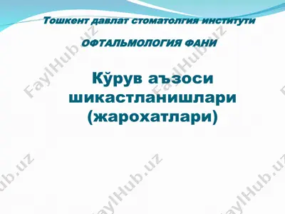 ko'ruv a'zosi shikastlanishlari(jaroxatlari) — PPT