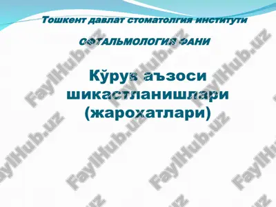 ko'ruv a'zosi shikastlanishlari(jaroxatlari) — PPT