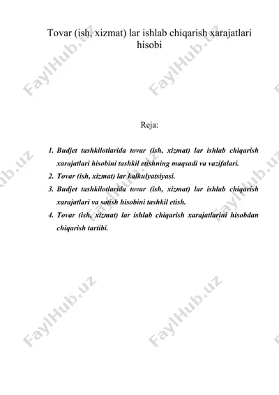tovar (ish, xizmat) lar ishlab chiqarish xarajatlari hisobi — DOC