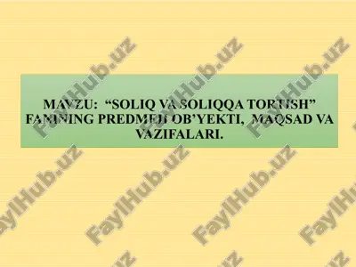 soliq va solliqda tartish — PPTX