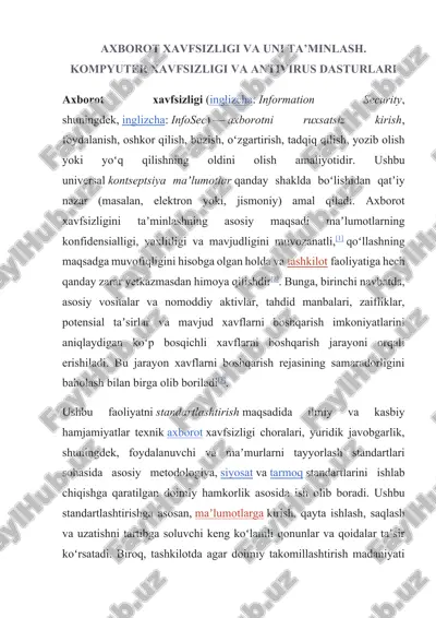 axborot xavfsizligi va antivirus dasturlari — DOCX