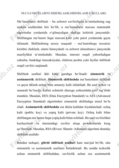 ma’lumotlarni shifrlash — DOCX