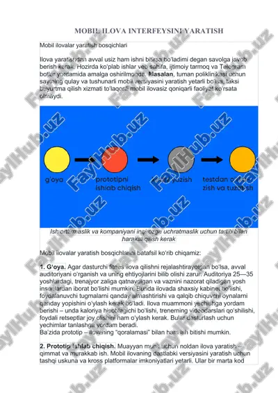 mobil ilova interfeysini yaratish — DOCX