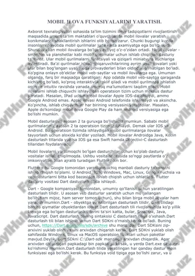 mobil ilova funkcionalarini yaratish — DOCX