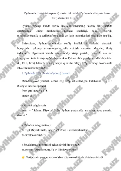 python tts (text-to-speech) dasturi — DOCX