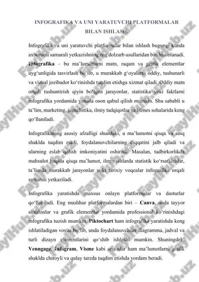 infografika va uni yaratuvchi platformalar bilan ishlash — DOCX