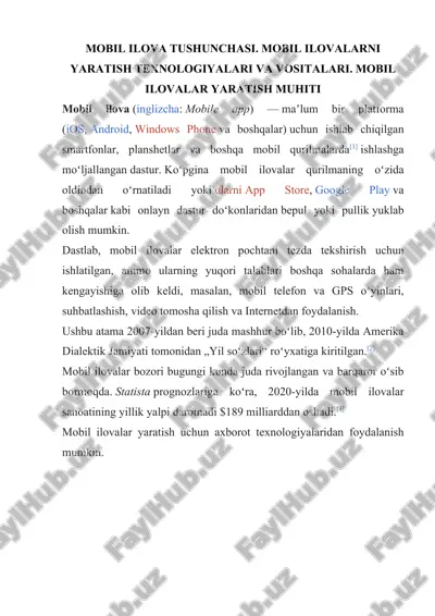 mobil ilova tushunchasi — DOCX