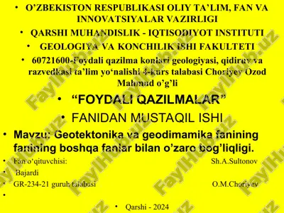 foydali qazilmalar konlari geologiyasi ta'limi — PPT