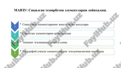 siqilgantemir beton elementlarni loyihasi — PPTX