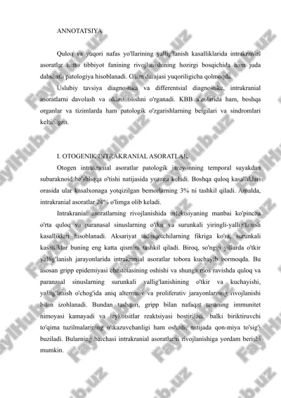intrakranial asoratlar — DOCX