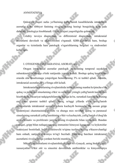 intrakranial asoratlar — DOCX