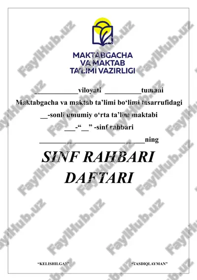 5-8 sinflar uchun sinf rahbarlik daftari yillik — DOCX