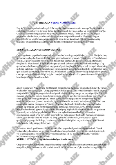 mitral klapanni yetishmovchiligi — DOCX