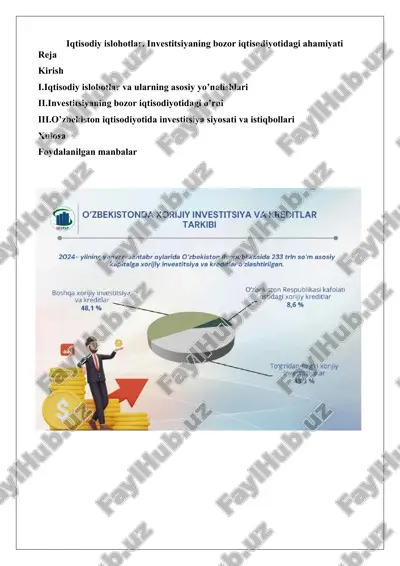 iqtisodiy islohotlar. investitsiyaning bozor iqtisodiyotidagi ahamiyati 25 — DOCX