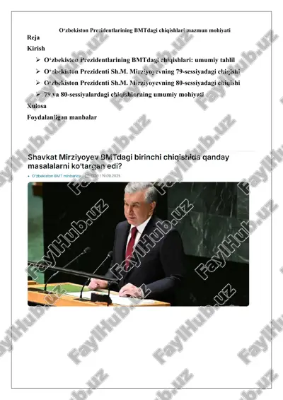 o‘zbekiston prezidentlarining bmtdagi chiqishlari mazmun mohiyati — DOCX