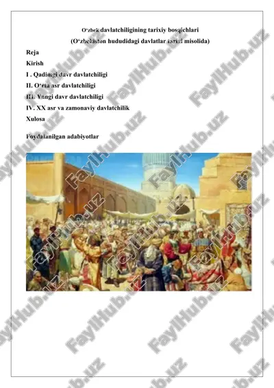 o‘zbek davlatchiligining tarixiy bosqichlari — DOCX