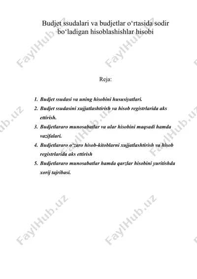 budjet ssudalari va budjetlar o‘rtasida sodir bo‘ladigan hisoblashishlar hisobi — DOC