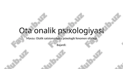 otalik satsiomadaniy psixologik fenomen sifatida — PPTX