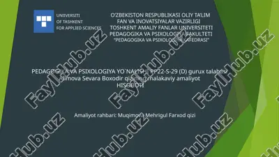 pedagogika va psixologiya yonalishi hisoboti — PPTX