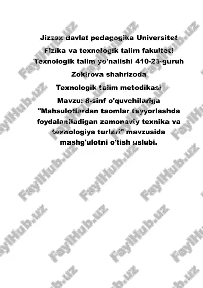 texnologik talim metodikasi — DOCX