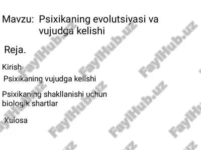 psixikaning evolutsiyasi va vujudga kelishi — PDF