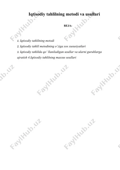 iqtisodiy tahlilning metodi va usullari — DOCX