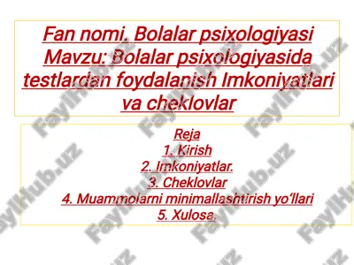 bolalar psixologiyasi testlari — PDF