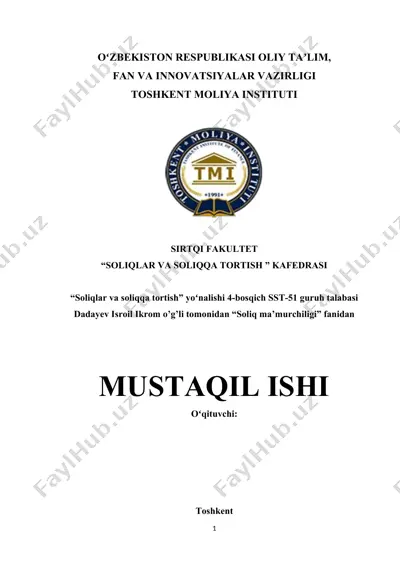 milliy iqtisodiyot taraqqiyotining yangi bosqichida soliq ma’murchiligi tizimini takomillashtirish — DOCX