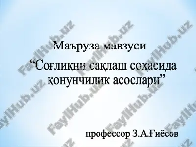 sog'liqni saqlash sohasida qonunchilik asoslari — PPT