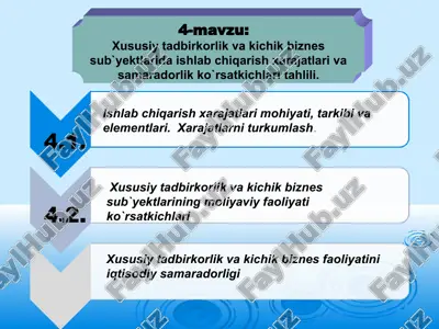 ishlab chiqarish xarajatlari va samaradorlik ko`rsatkichlari tahlili — PPT