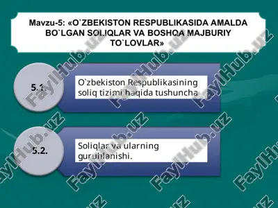 o`zbekiston respublikasida soliq tizimi — PPT