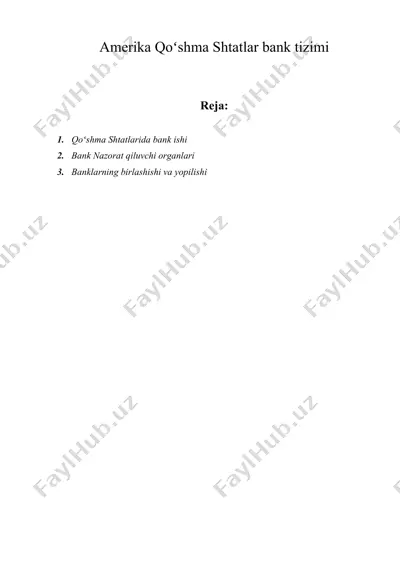amerika qoʻshma shtatlar bank tizimi — DOCX
