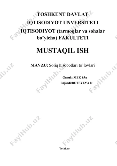 soliq hisobotlari to'lovlari — DOCX
