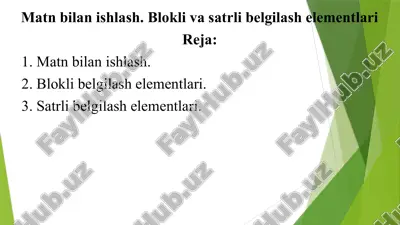 html matnlar bilan ishlash — PPTX