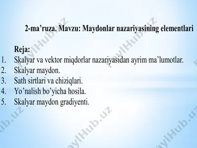 maydonlar nazariyasining elementlar — PPTX