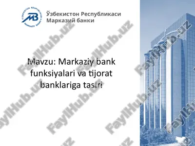 markaziy bank funksiyalari va tijorat banklariga tasiri — PPTX