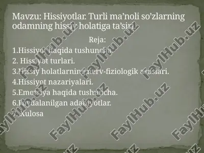 hissiyotlar. turli ma’noli so’zlarning odamning hissiy holatiga ta’siri — PPTX
