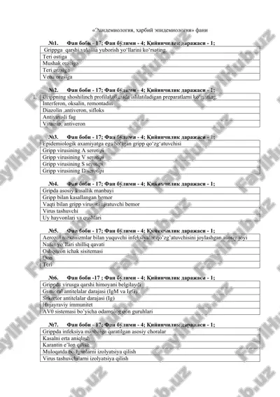 epidemiyologiya, harbiy epidemiyologiya — DOCX