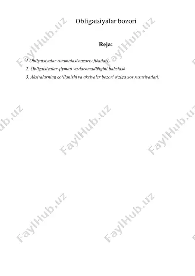 obligatsiyalar bozori — DOCX