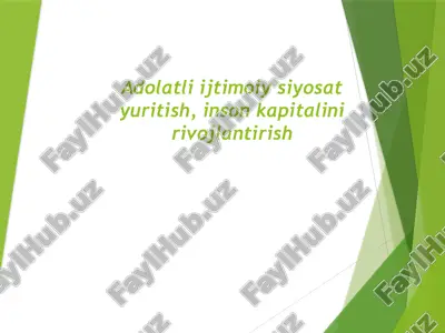 adolatli ijtimoiy siyosat yuritish, inson kapitalini rivojlantirish — PPTX