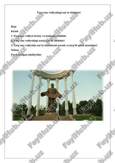 farg‘ona vodiysidagi san’at obidalari — DOCX