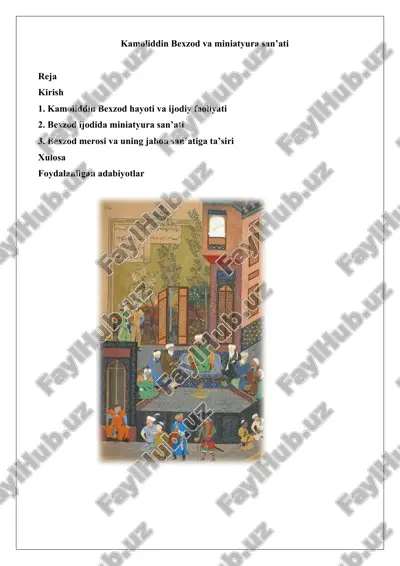 kamoliddin bexzod va miniatyura san’ati — DOCX