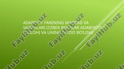 adabiyot fanining maqsad va vazifalari — PPTX