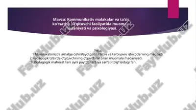 kommunikativ malakalar va ta’sir ko‘rsatish — PPTX