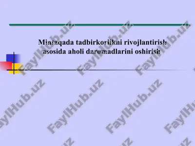 mintaqada tadbirkorlikni rivojlantirish asosida aholi daromadlarini oshirish — PPT