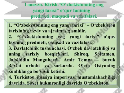 o‘zbekistonning eng yangi tarixi — PPT