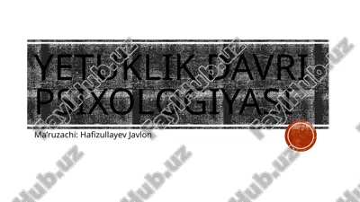 yetuklik davri psixologiyasi — PPTX
