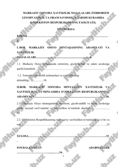 markaziy osiyoda xavfsizlik masalalari — DOCX