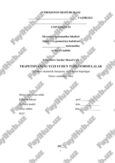 trapetsiyaning yuzi uchun turli formulalar — DOCX